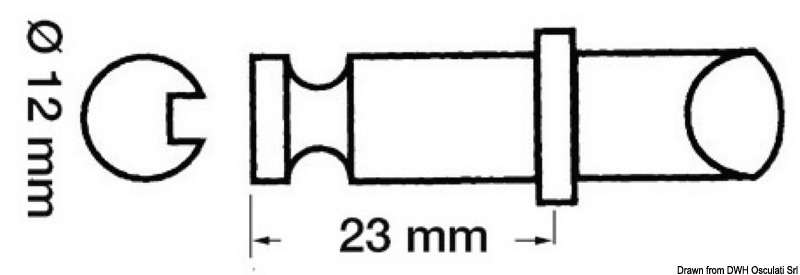 Plastic/brass rowlock 12 x 23 mm