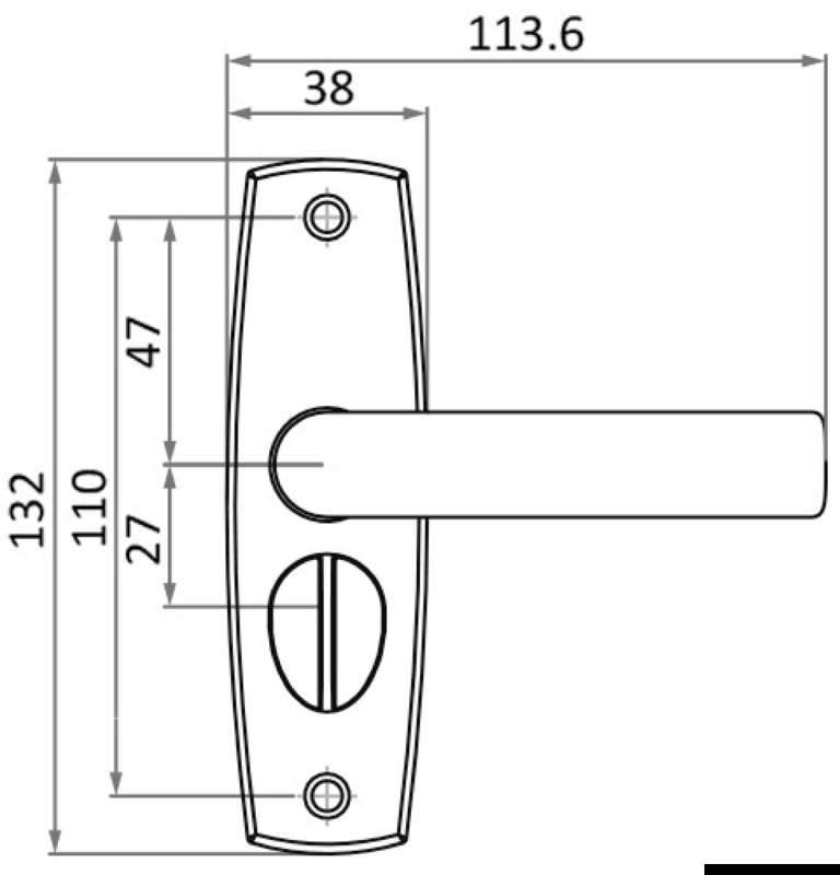 CONTEMPORARY handle pair w/strike plate right