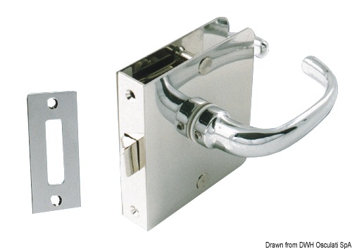 Lock w/handle left chromed brass