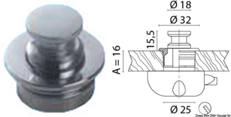 Chromed brass knob 23 mm