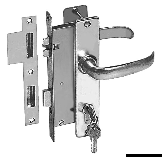 Satin finish chromed brass lock w/2 plates right