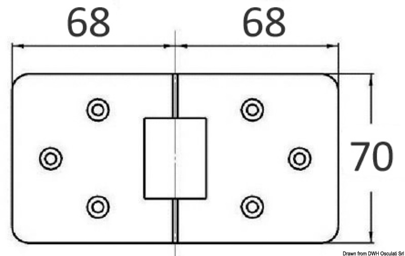 Microcast hinge w/studs 140 x 70 mm