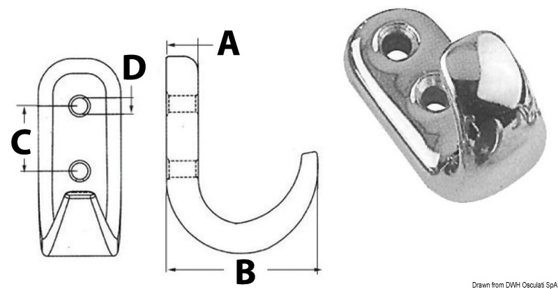 Hook mirror polished AISI316
