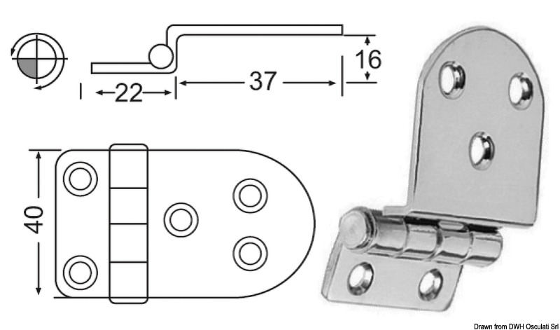 Overhang hinge 59x40 mm