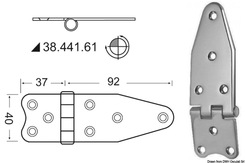 Hinge reverse pin 129x40 mm