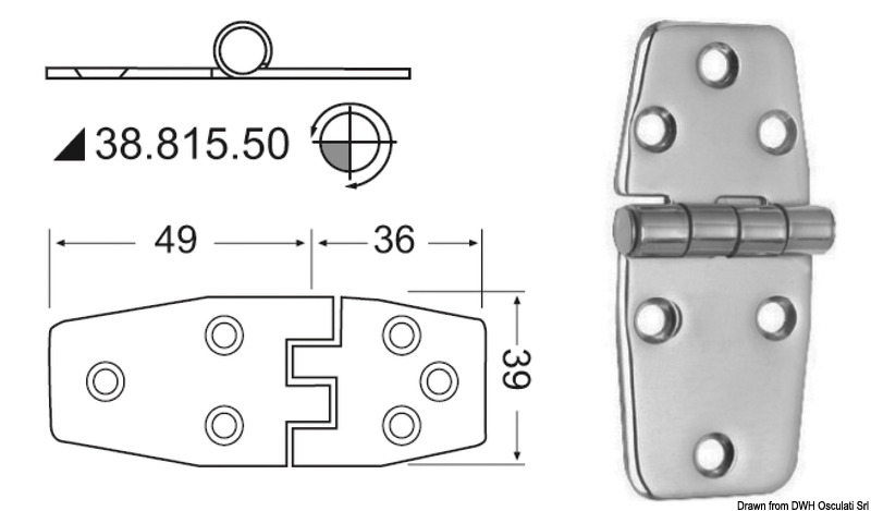 Hinge standard pin 85x39 mm