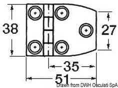 S.S blind hinge 51x38 mm trap