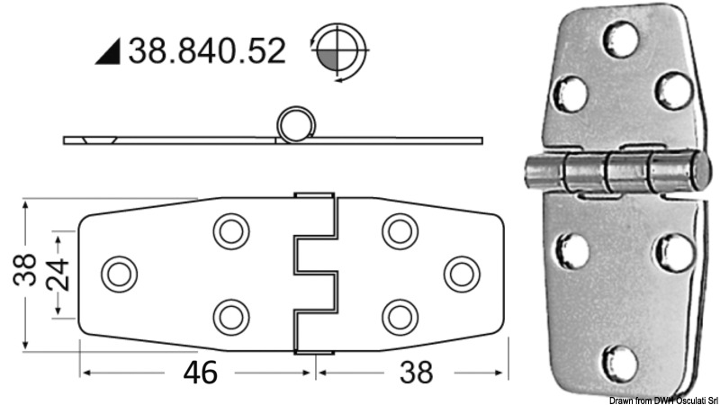 Hinge standard pin 88x38 mm