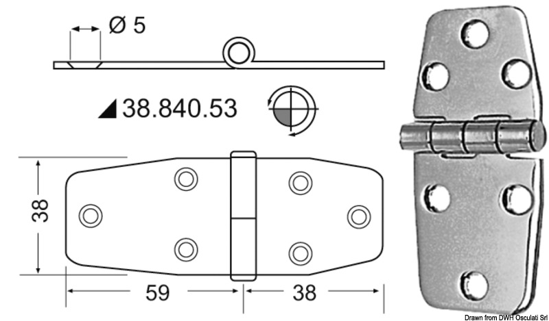 Hinge standard pin 97x38 mm