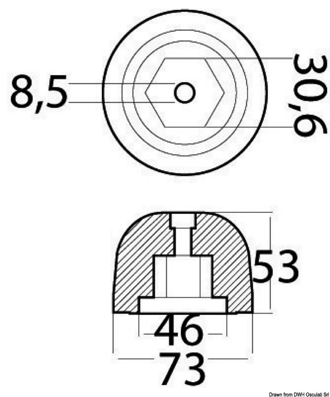 Aluminium spare anode orig. ref. 501180
