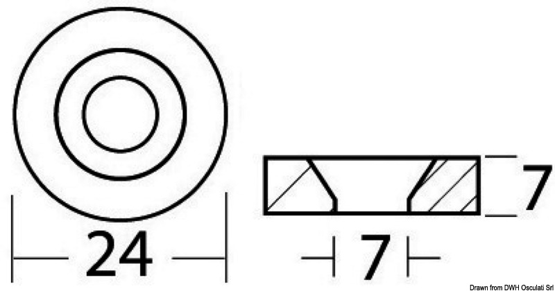 Zinc ring anode Ø 24 x 7 mm