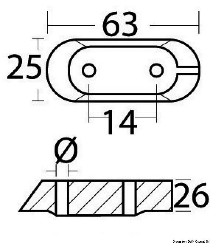 Magnesium bridge anode for Yamaha 4/70 HP
