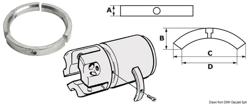 Kit 3 zinc anodes f.Sail Drive 4-blade propeller