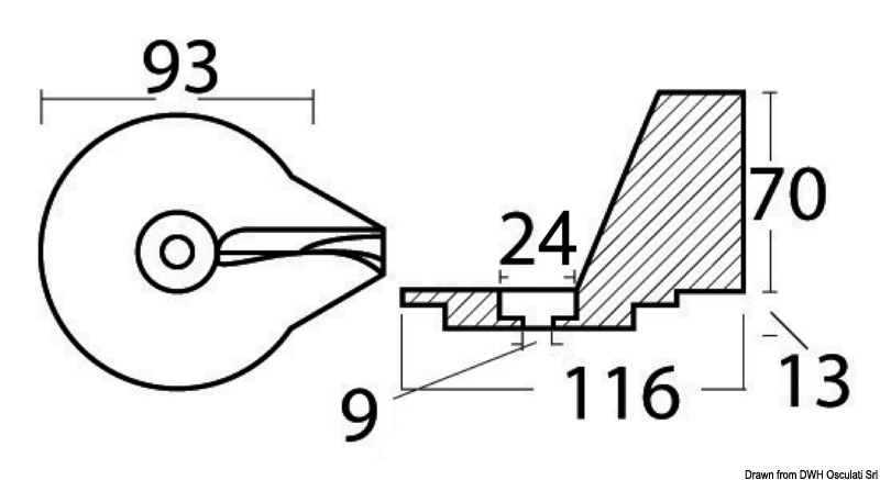 Magnesium fin anode 25/50 HP 2/4-stroke