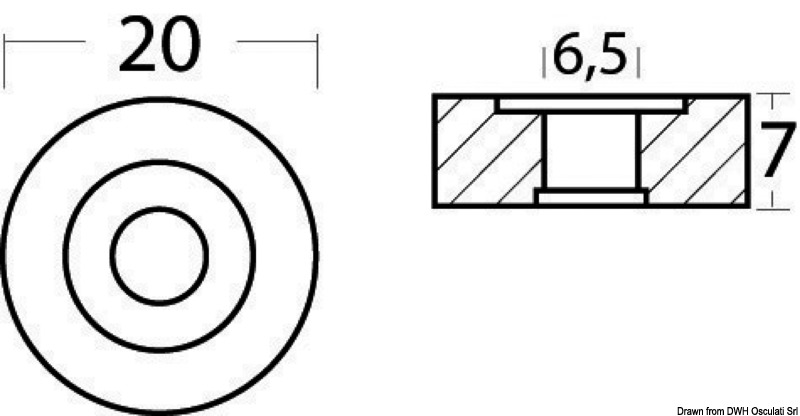 Aluminium ring anode 20x7 mm