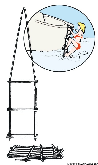Blue nylon cord ladder, 10 polycarbonate steps