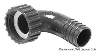 Swivelling hose adaptor straight 25 mm