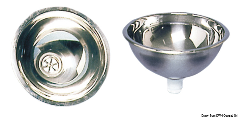 SS mirror polished hemispherical sink 350x150 mm