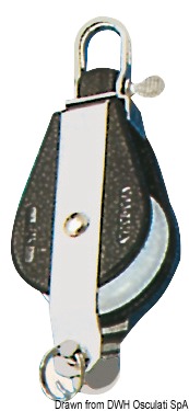 Plastinox block 1pulley swivel or fixed head 8x34 w/becket