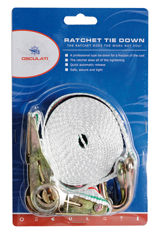 Coloured polyester strap w/hook 25 mm 200 cm