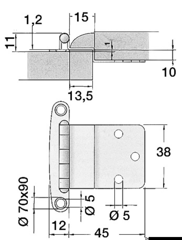 SS hinge 57x44 mm