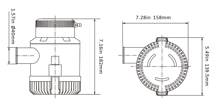 Водяной насос Seaflo 12V 3500GPH 220l/min 16A 40mm SFBP1-G3500-01