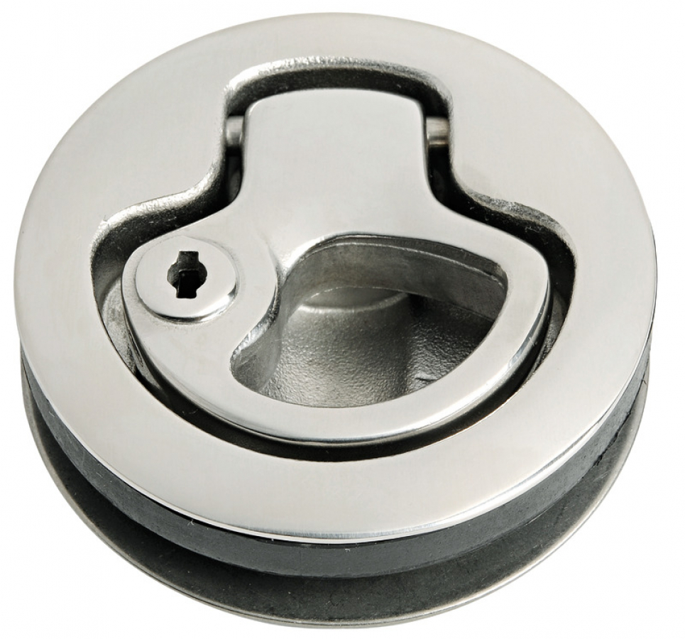 Flush pull latch AISI316 w/stop with lock Lockable socket wrench  outer Ø62mm inner Ø 48mm Wall thickness 5 -12 mm