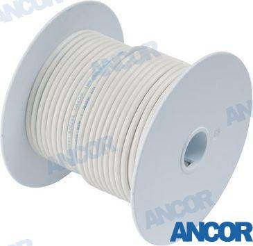 100' tinned copper wire 18 awg (0,8mm²) white 30m