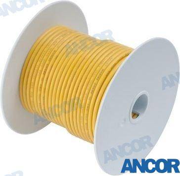 100' tinned copper wire 18 awg (0,8mm²) yellow 30m