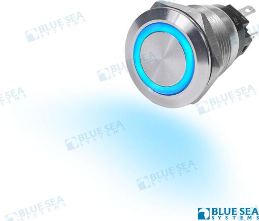 Blue Sea Momentary 4161 Switch Button Stainless Steel 10A Off-(On) Blue