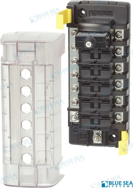Blue Sea ST CLB Circuit Breaker Block - 6 Position with Negative Bus