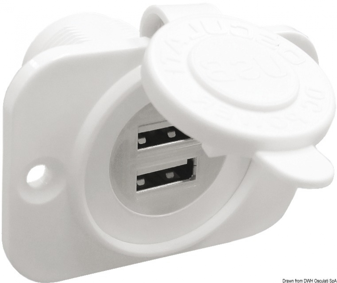 Двойной 5V разъем USB-A   2,4A + 2,4 Вход 12-24V 58x45mm
