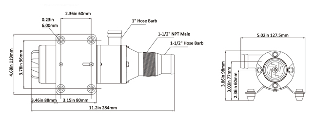 Macerator pump SEAFLO 45l/min 12V/12A in 38mm out 25mm SFMP1-120-01