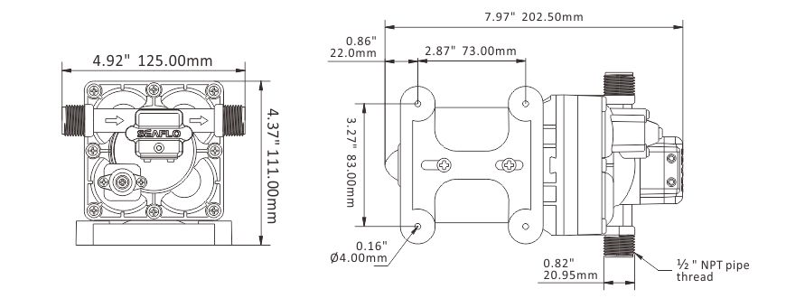Трюмный электрический насос SEAFLO 42 S 11l/min 12V 3.5A SFDP1-030-055-42