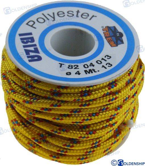 polyester braided rope 2.5 mm. yellow