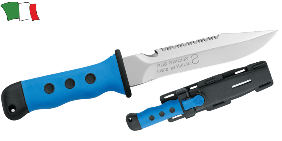 Diving knife with stainless steel blade 11cm - Full length 23cm