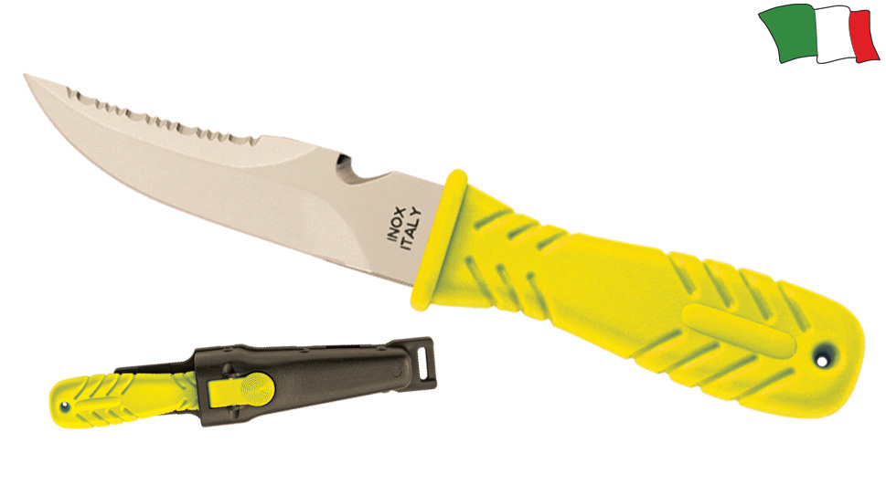 Diving knife - stainless steel - Blade 100mm, Full length 210mm.