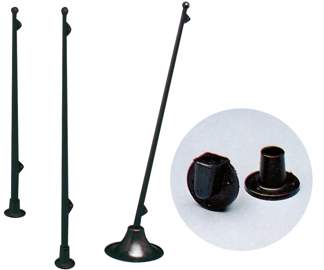 Plastic flag poles for boats and tenders, supplied with base with screw fastening 39cm