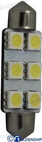 bulb festoon 6led 1,3w 10/30v - 16 x 42mm -pair