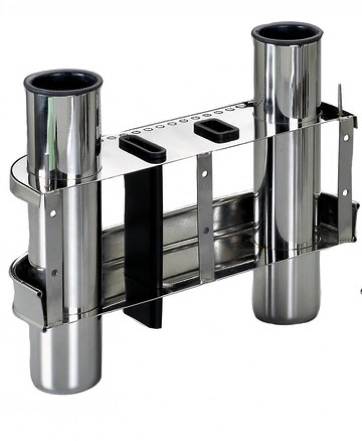 SS rod holder for bulkhead mounting 2 rods 280x235 (H)