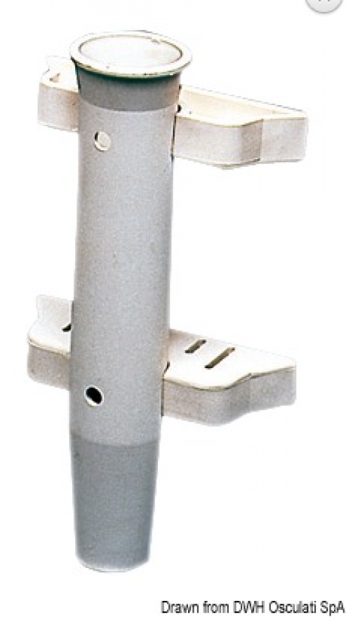 Fishing rod holder bulkhead mounting white plastic 1 rod L158mm Ø44mm