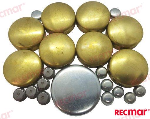 Комплект медных заглушек двигателя - GM OEM: Mercruiser: 19-34488, 22-72640, 72640, FI1100751; Volvo: 3853209, 835496; OMC: 3853209
