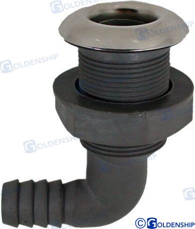 nylon with  stainless thruhull 90° -input Ø19mm