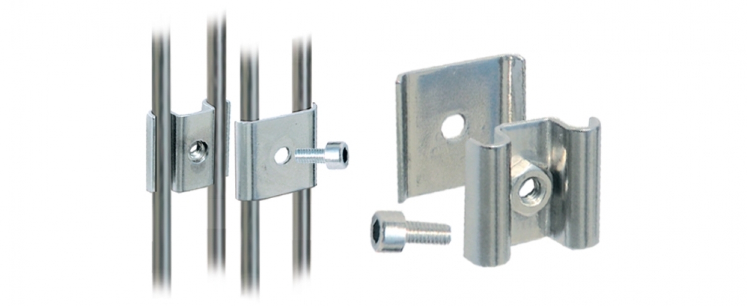 STAINLESS STEEL clamp complete with screws for connecting fender-holder baskets