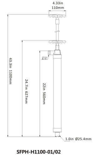 Hand water pump for kayaks and boats L68cm 0.7l/min Seaflo SFPH-H1100-02