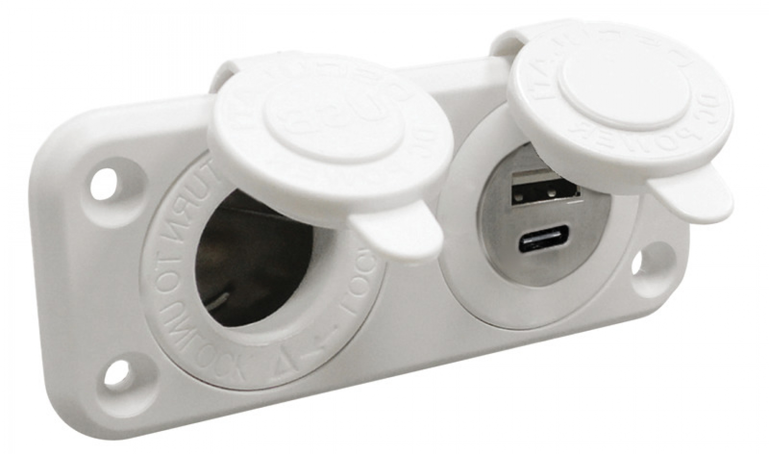 Розетка 12В+USB-A+USB C- белая. Вход 12/24 В, выход 4,8 А