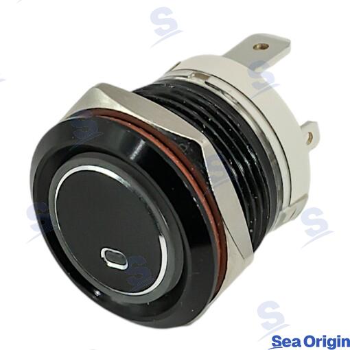 20A ON-OFF Switch, White, IP65, Black Aluminum