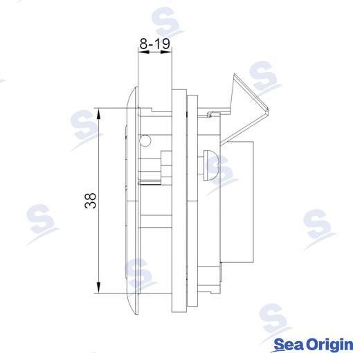 Hatch shutter with loop 44mm AISI 316 Clamp