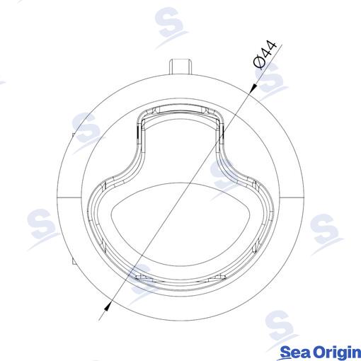 Hatch shutter with loop 44mm AISI 316 Clamp