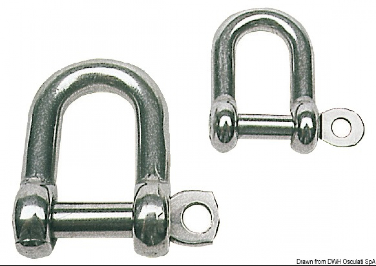 Shackle made of stainless steel AISI 316 A 4mm B 8mm D 8mm L1 - 16mm  BL550kg WL-138kg